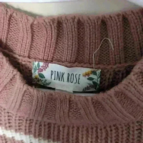 Pink Rose, Knit Sweater, Pink  and White, Size Small - Picture 9 of 12